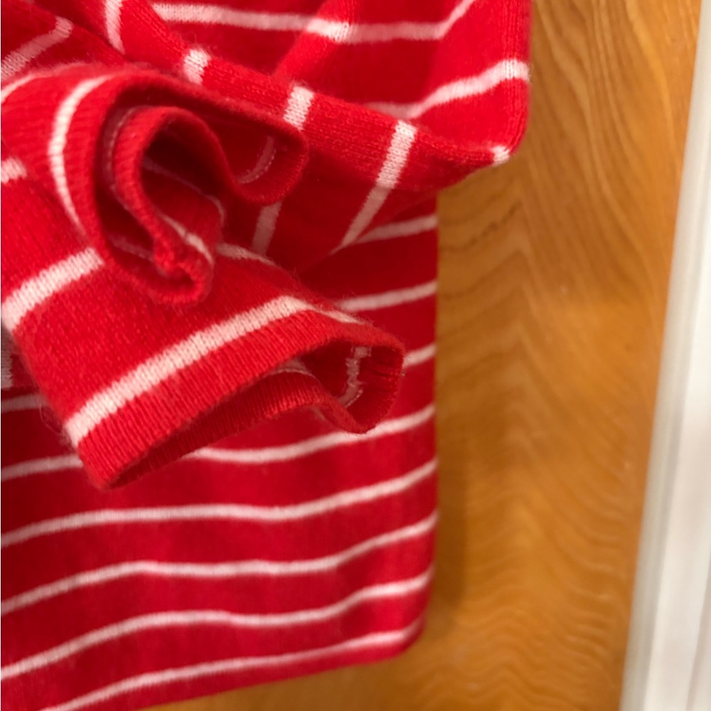 Barneys New York Red and White Striped Cashmere Crew Neck Sweater L - Picture 6 of 8